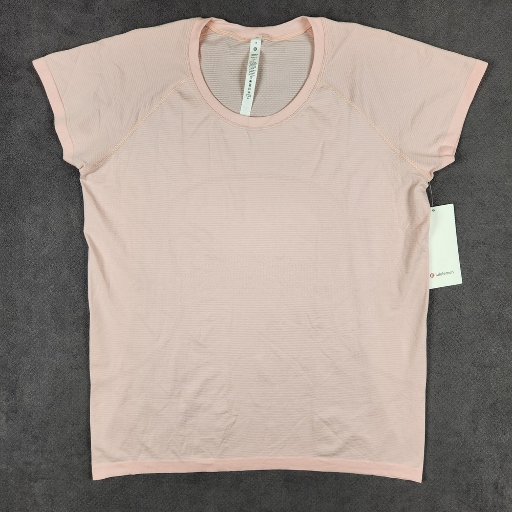 Lululemon Swiftly Tech 2.0 Shirt Womens 18 Pink Mist Slim Fit Short Sleeve NEW
